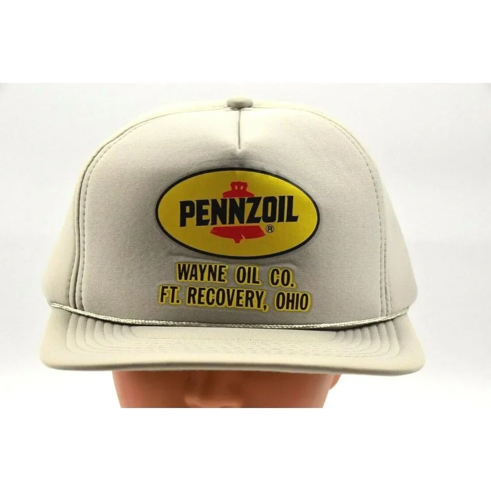 Vintage Wayne Oil‎ Co. Inc. Pennzoil Ft Recovery Ohio Gray Snapback Trucker Hat